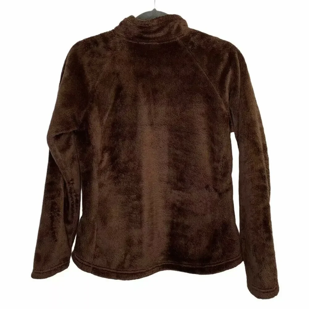 The North Face Osito Pullover Jacket Womens Brown Pink Fuzzy Fleece 1/4 Zip